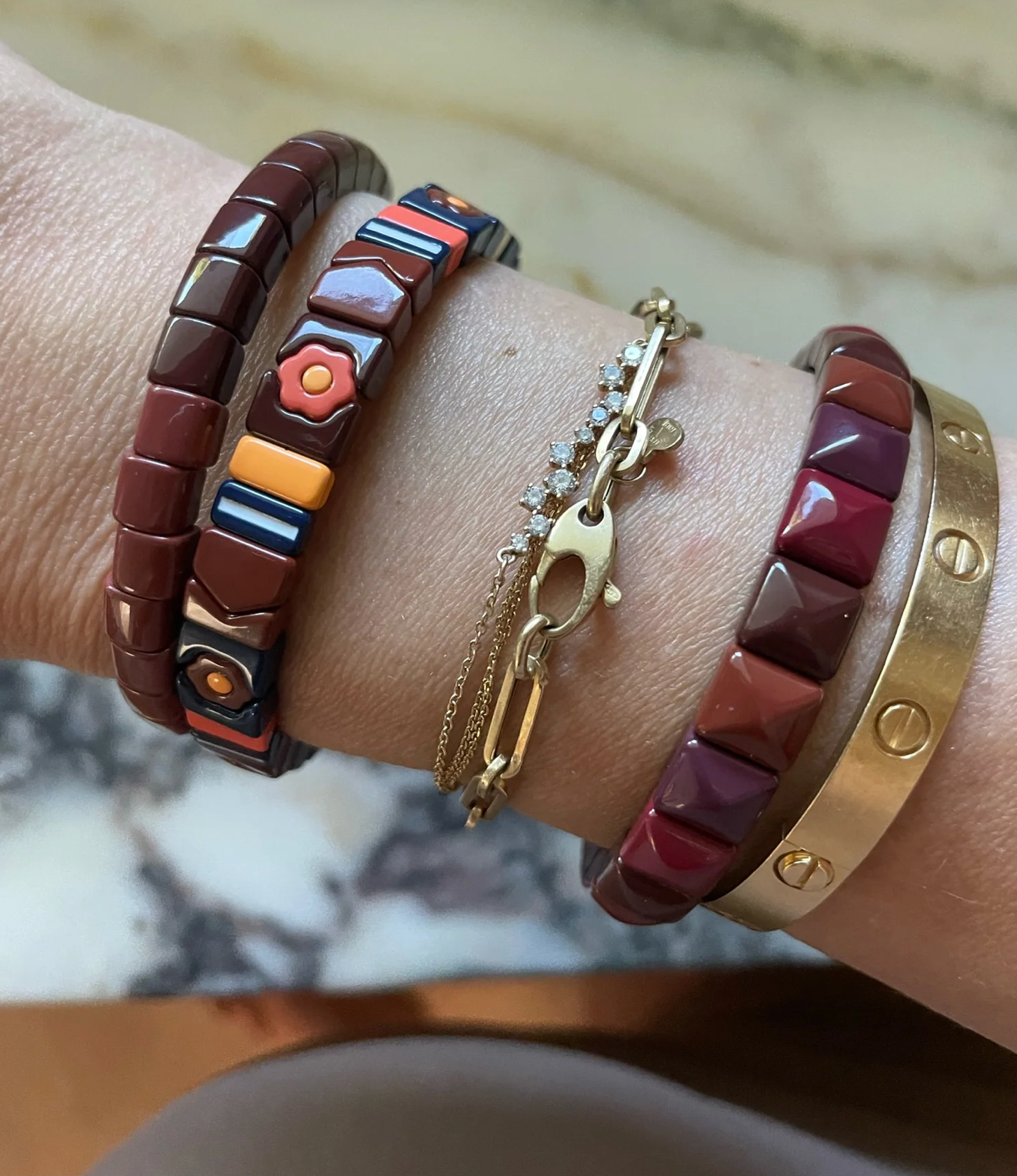 LLNY Crimson Floral Bracelet