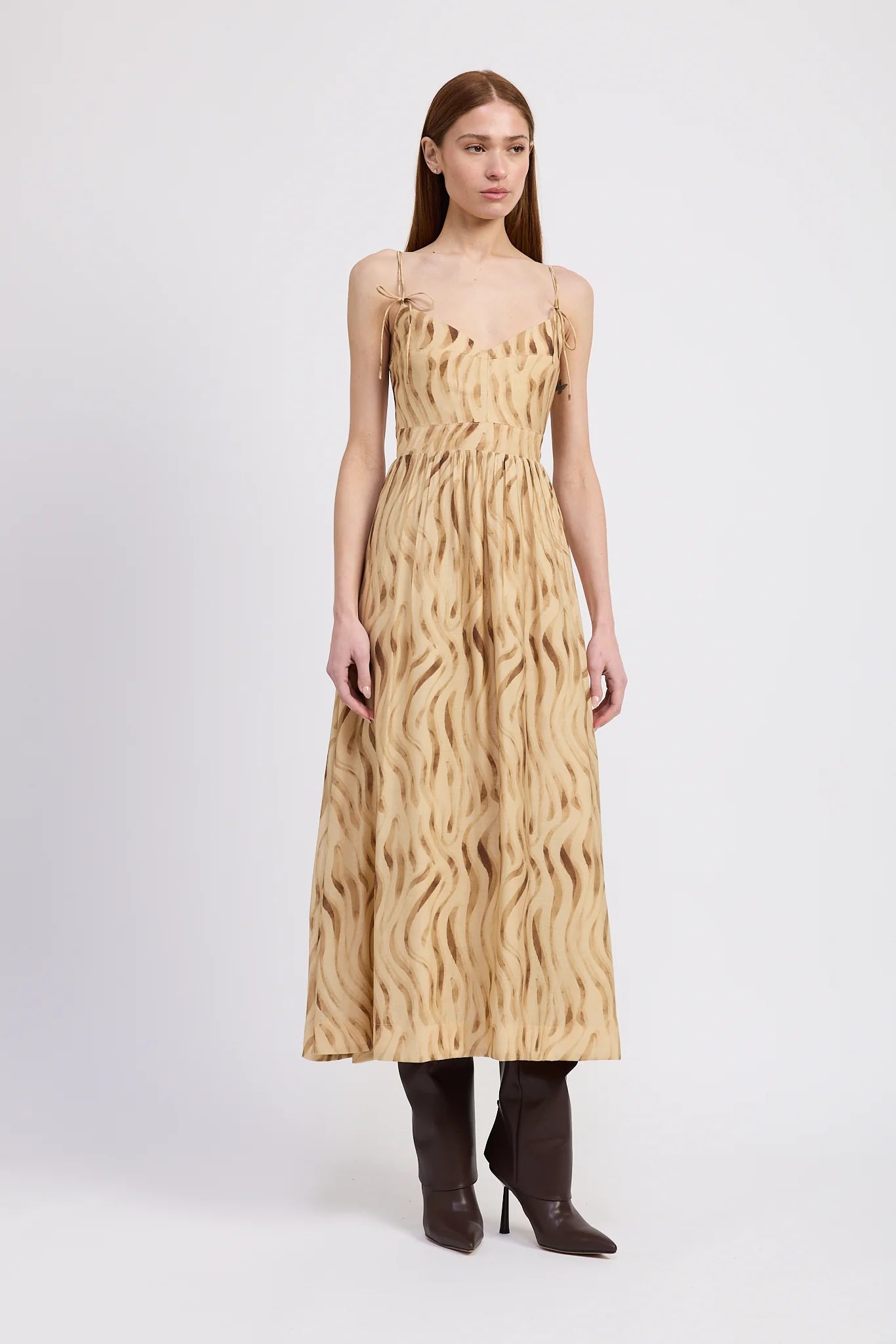 knee length dresses for ladies Nadine Striped Midi Dress - Addie Rose Boutique