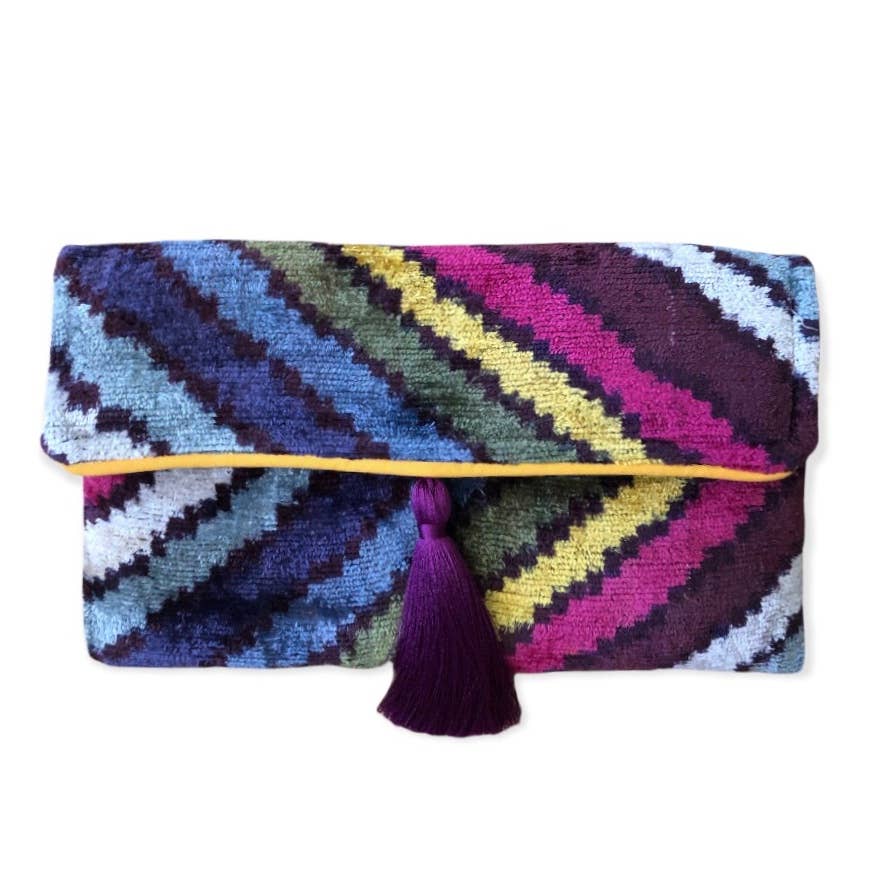 AYCA DESIGN - Silk Velvet Ikat Clutch - Addie Rose Boutique - Austin