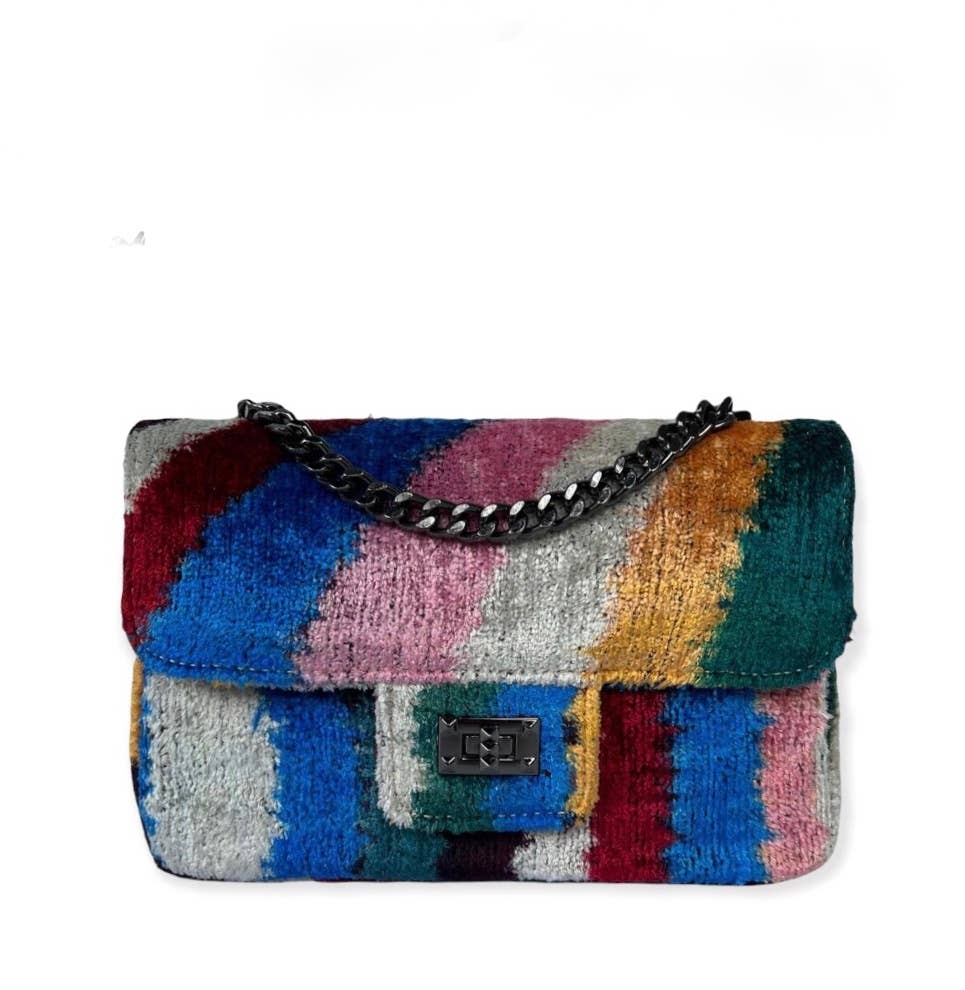 AYCA DESIGN - Silk Velvet Ikat Crossbody Bag - Addie Rose Boutique - Austin