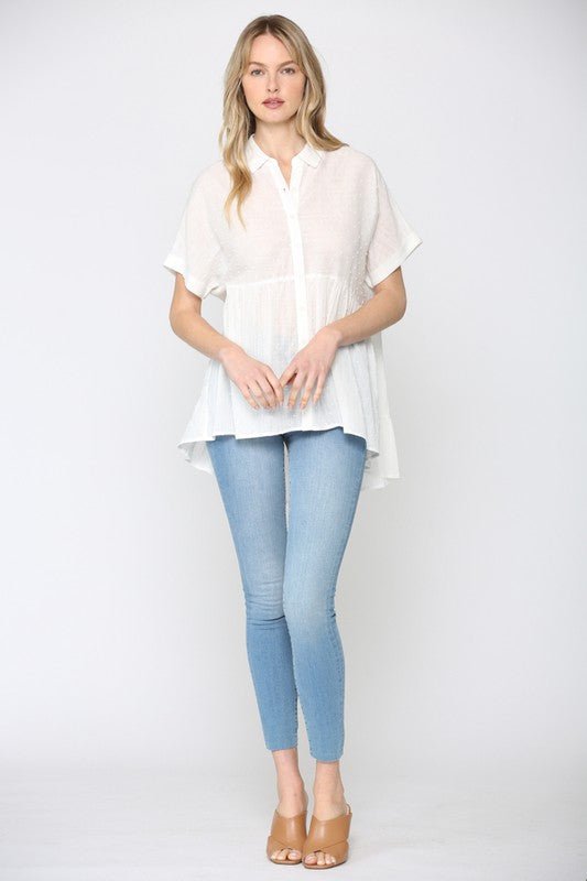 Babydoll Tunic Buttondown - Addie Rose Boutique - Austin