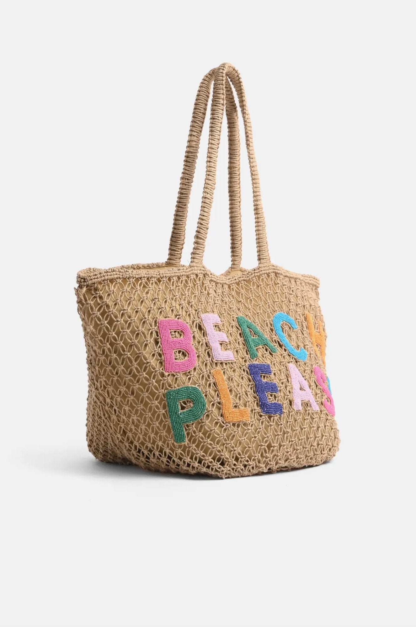 Beach Please Beaded Macrame Jute Tote - Addie Rose Boutique - Austin
