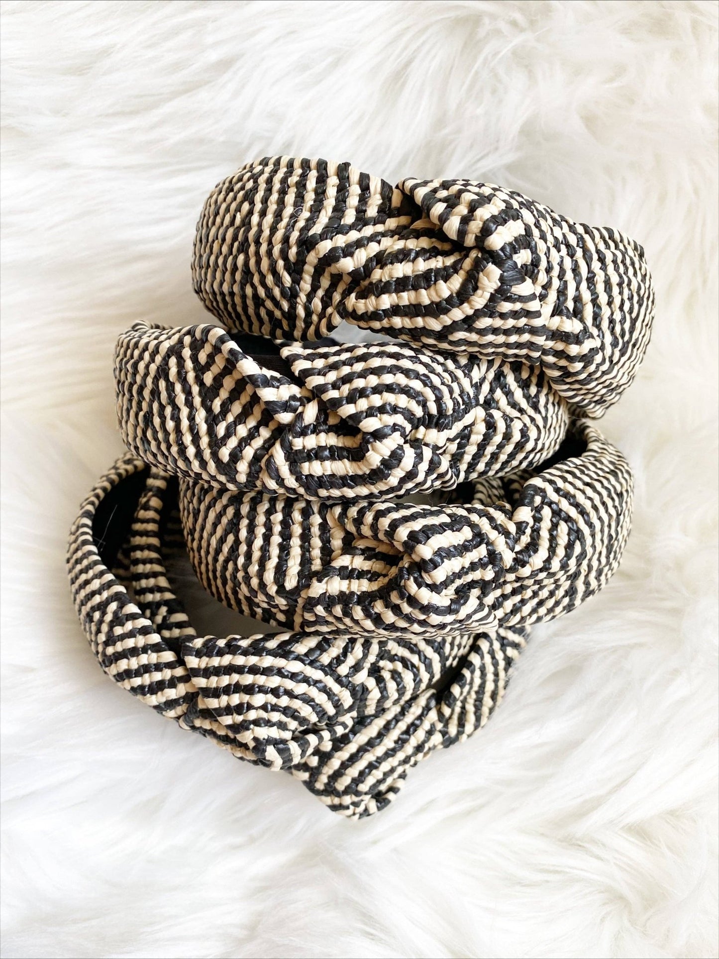 Black & Natural White Raffia Headband - Addie Rose Boutique - Austin