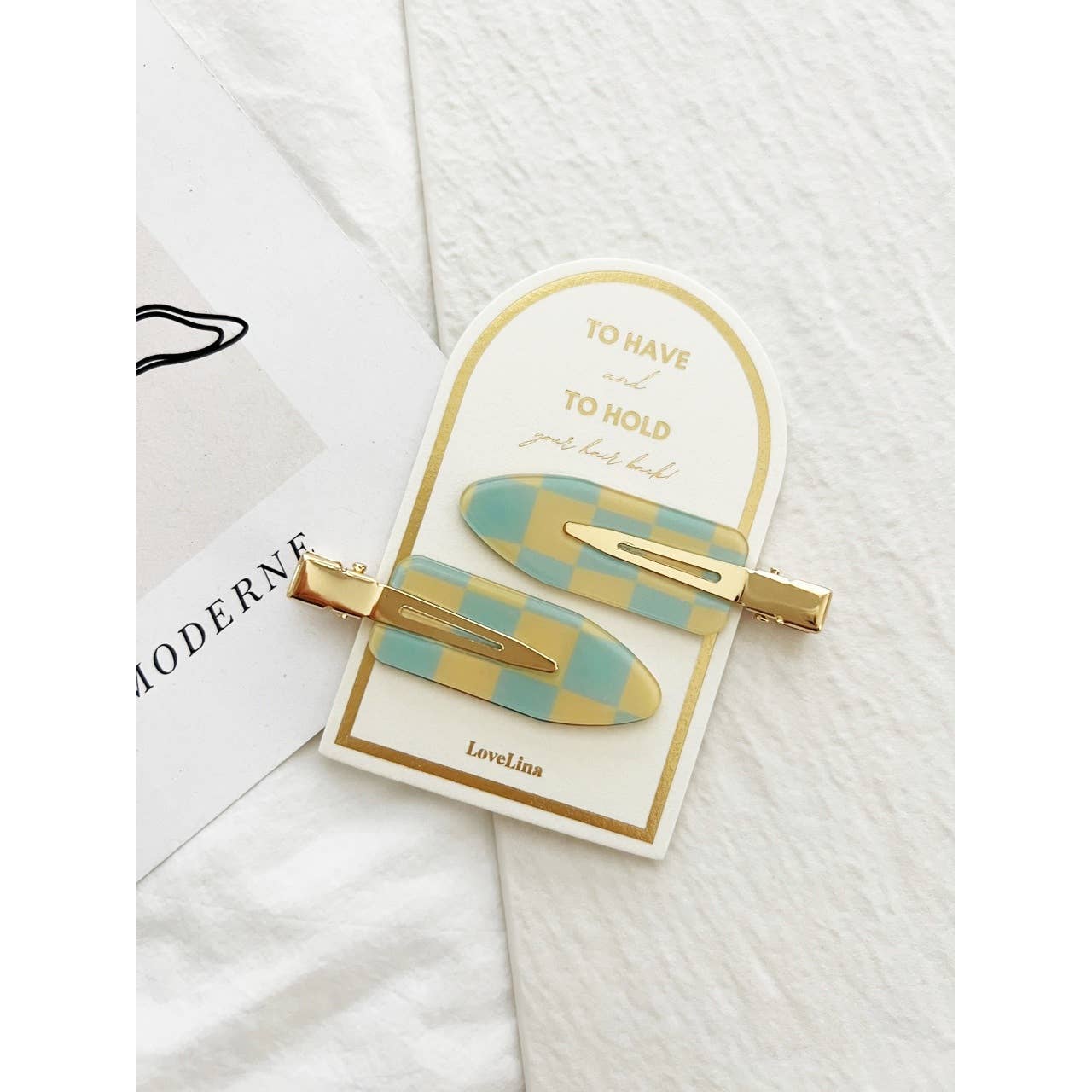 Checkered Clips - Turquoise - Addie Rose Boutique - Austin