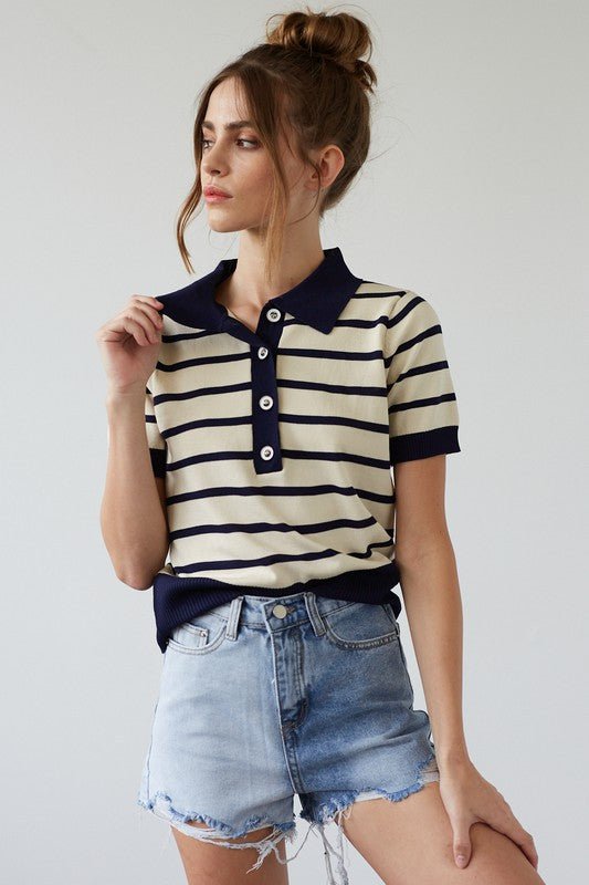 Contrast Knit Top - Addie Rose Boutique - Austin