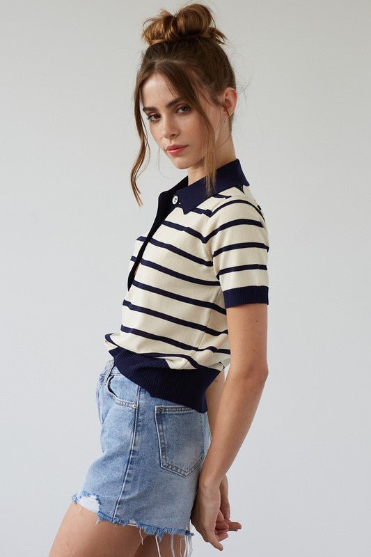 Contrast Knit Top - Addie Rose Boutique - Austin