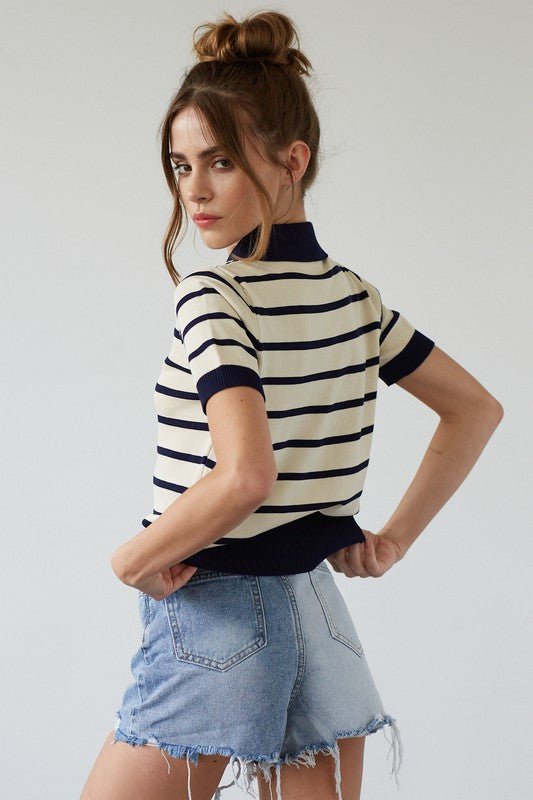 Contrast Knit Top - Addie Rose Boutique - Austin