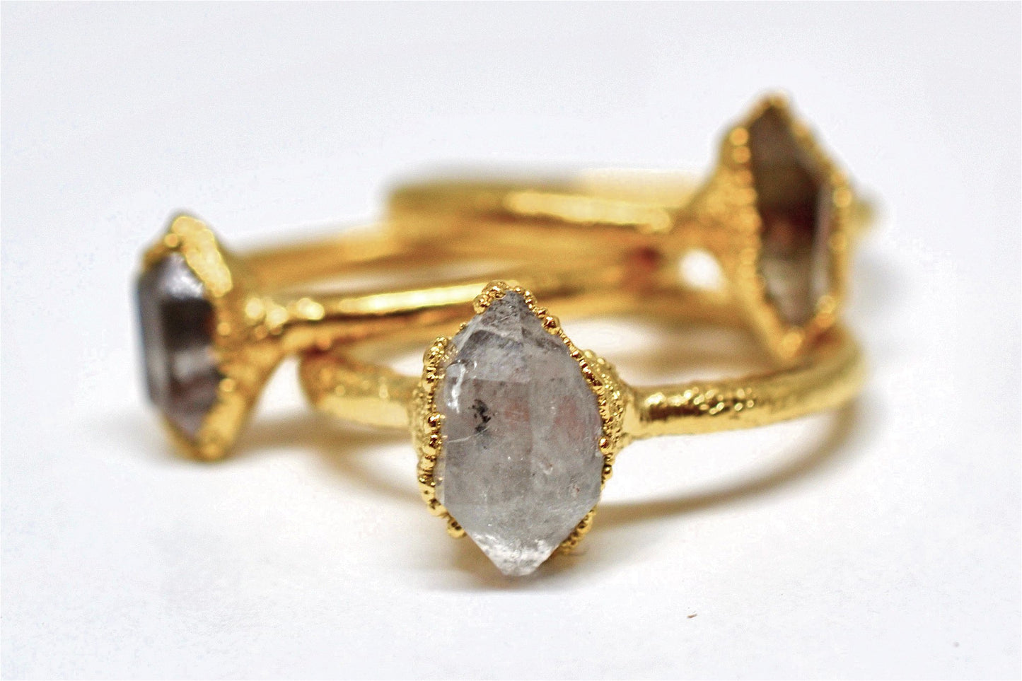 Daddy Daughter Jewelry - Gold Raw Herkimer Diamond Ring | April Birthstone | Raw Ring - Addie Rose Boutique - Austin