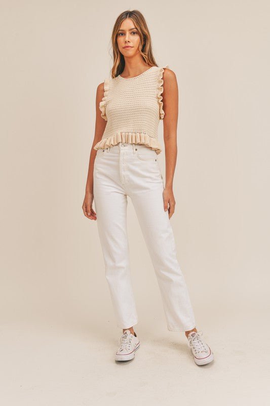 Daisy Knit Ruffle Top - Addie Rose Boutique - Austin
