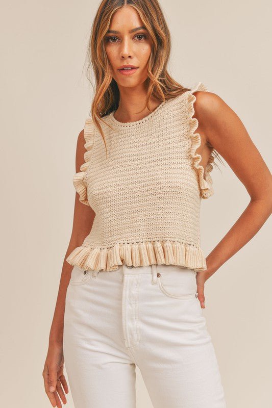 Daisy Knit Ruffle Top - Addie Rose Boutique - Austin