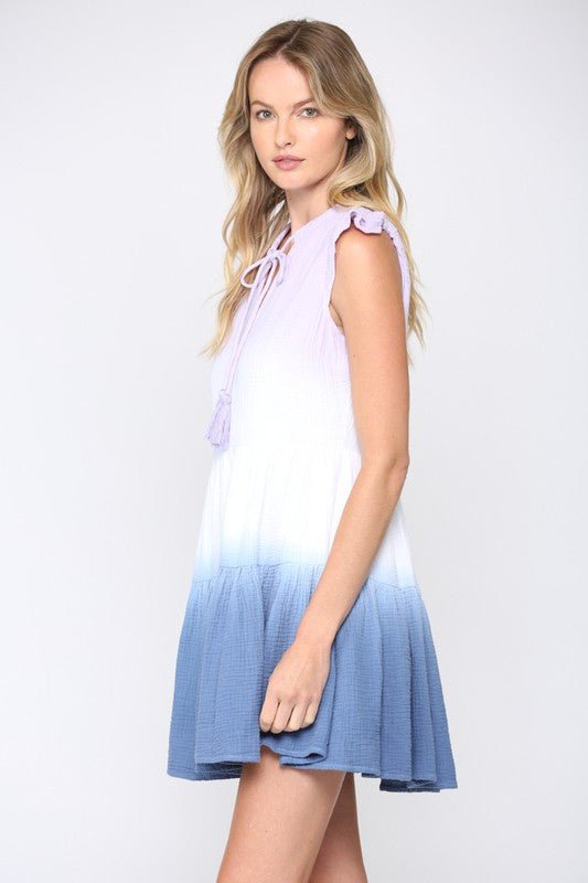 Dip - Dye Ruffled Dress - Addie Rose Boutique - Austin
