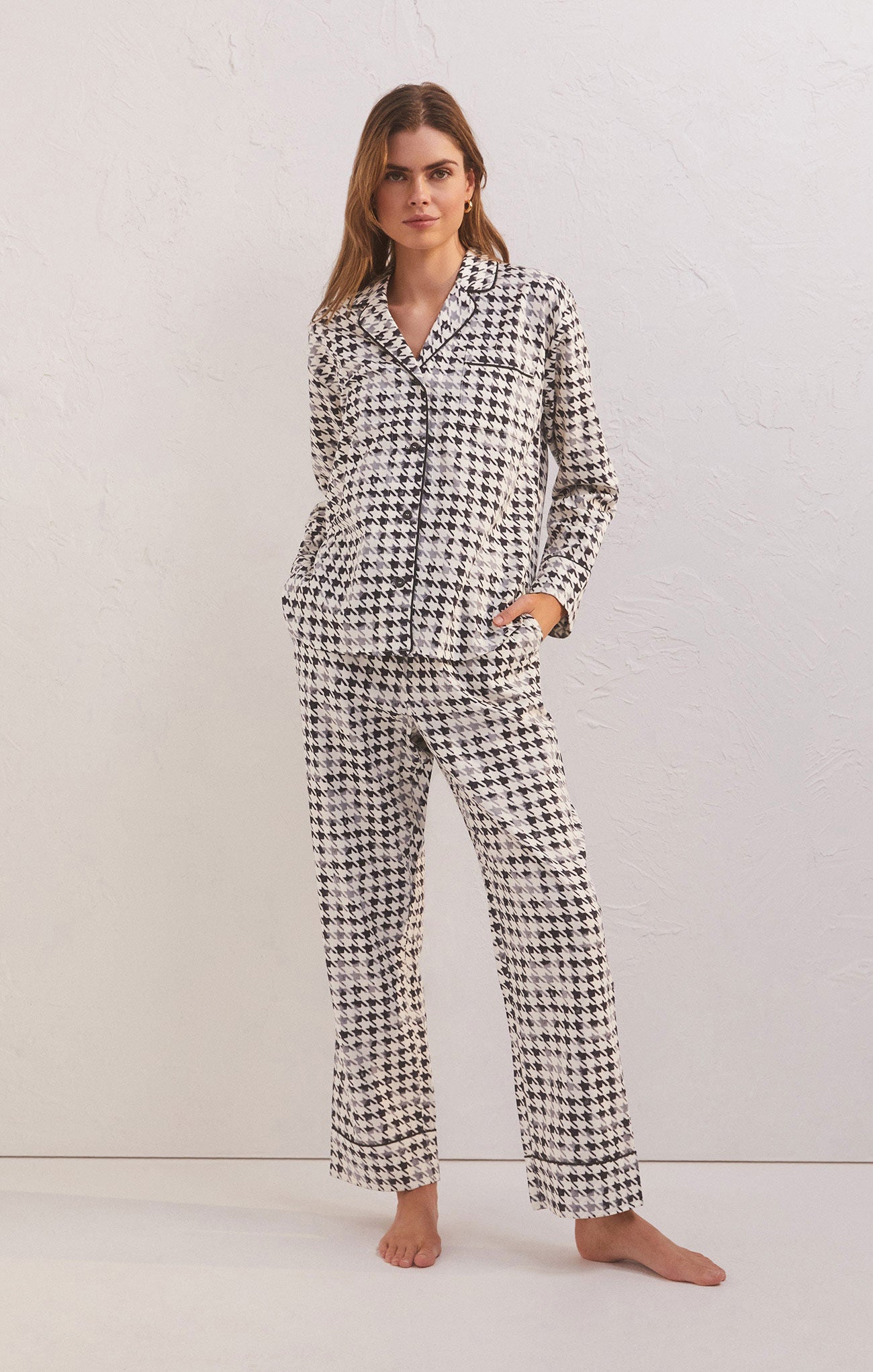 Dreamer Houndstooth PJ Set - Addie Rose Boutique - Austin