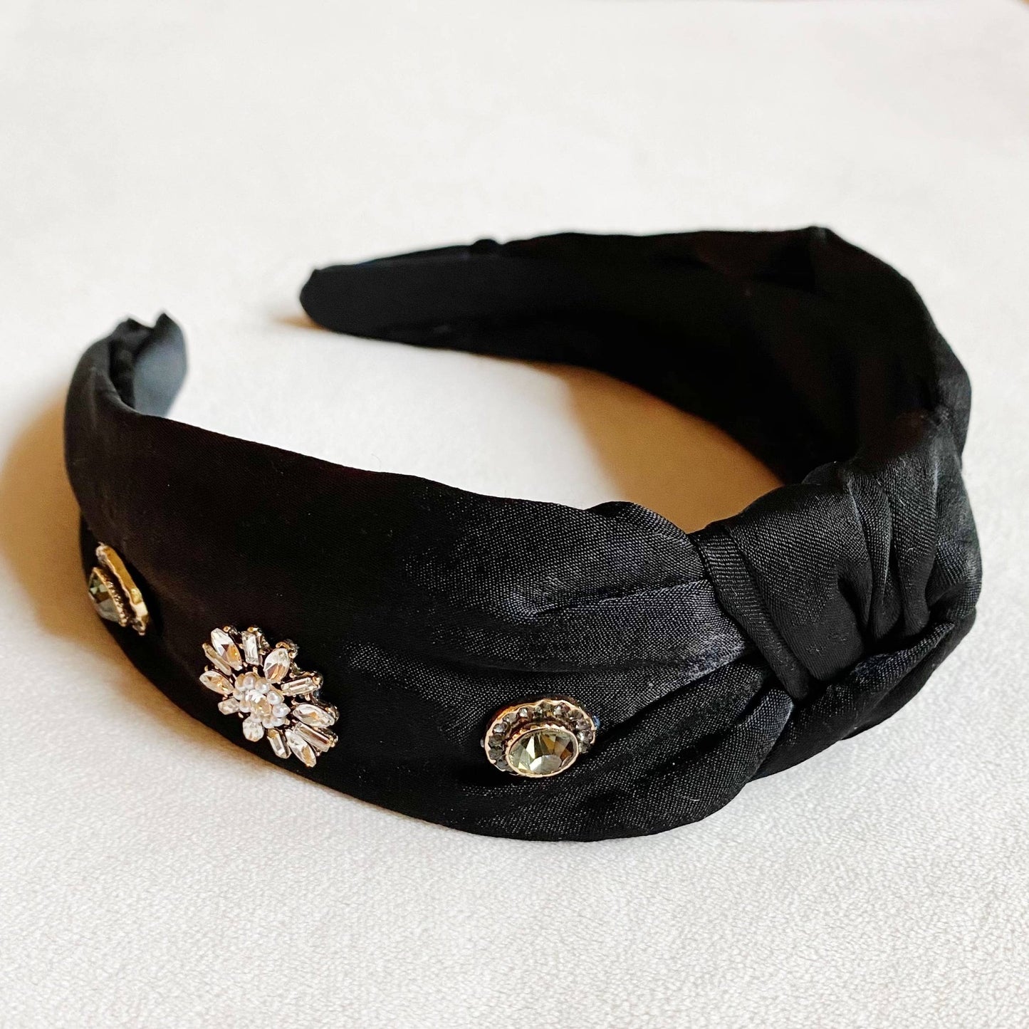 Ellison+Young - Jeweled Satin Headband - Addie Rose Boutique - Austin