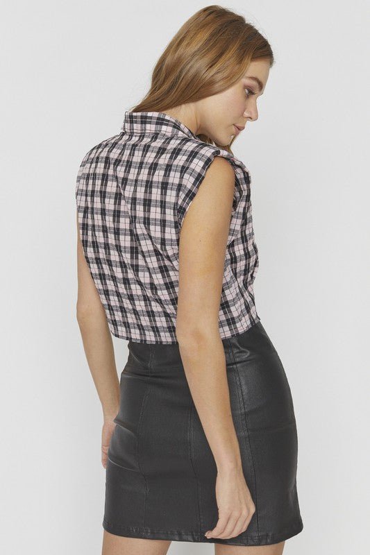Gingham Crop Button Down - Addie Rose Boutique - Austin