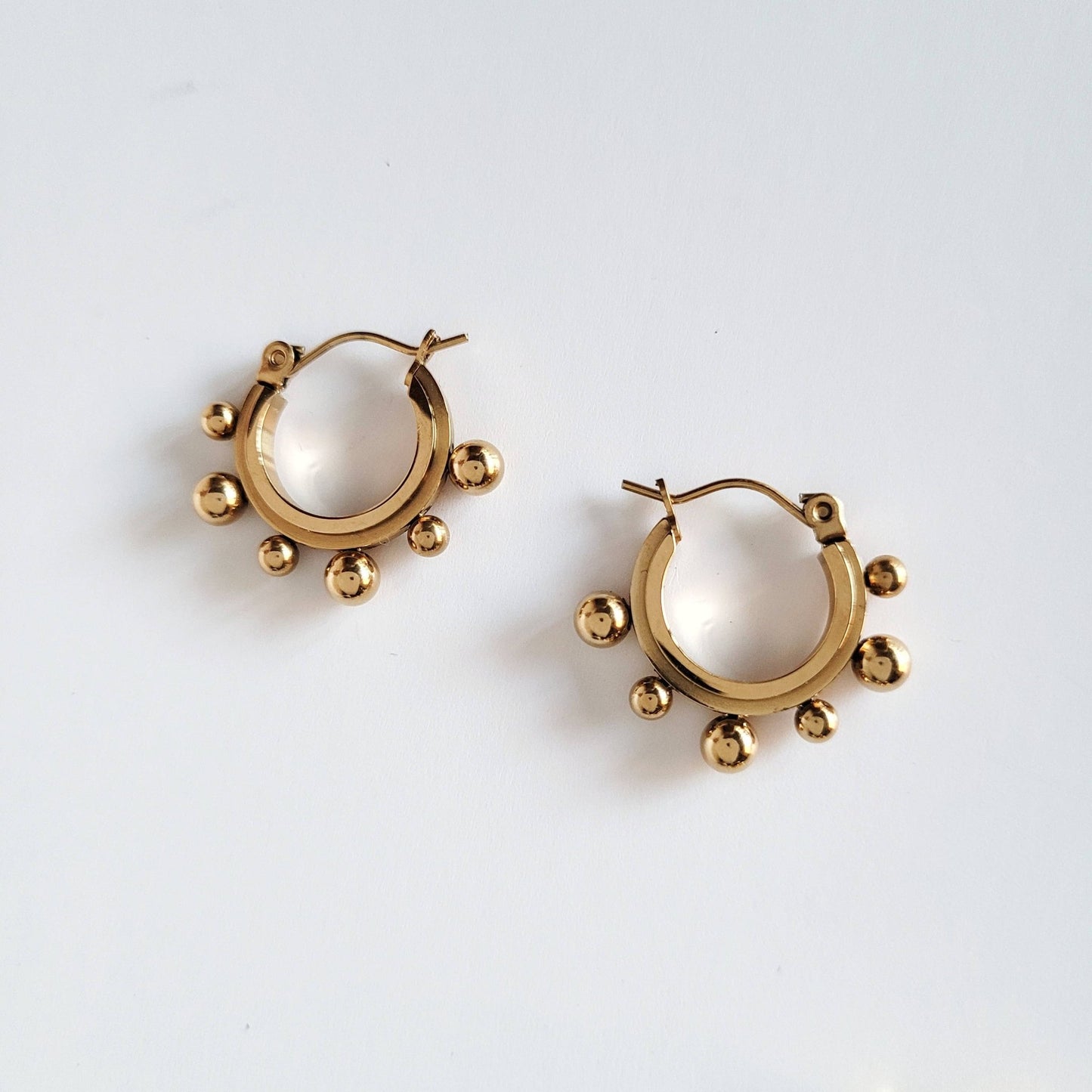 Gold plated hoop huggies earrings - Addie Rose Boutique - Austin