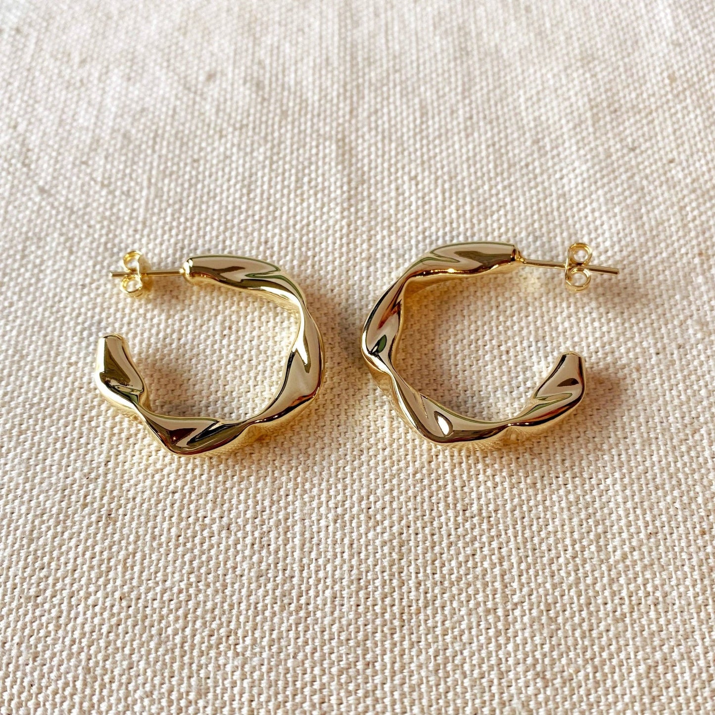 GoldFi - 18k Gold Filled Crimped Half - Hoop Earrings - Addie Rose Boutique - Austin
