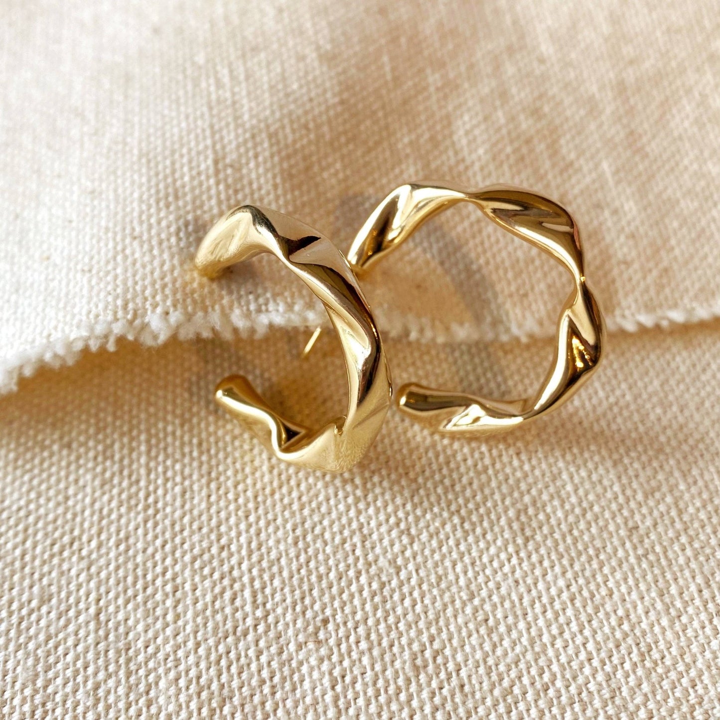 GoldFi - 18k Gold Filled Crimped Half - Hoop Earrings - Addie Rose Boutique - Austin