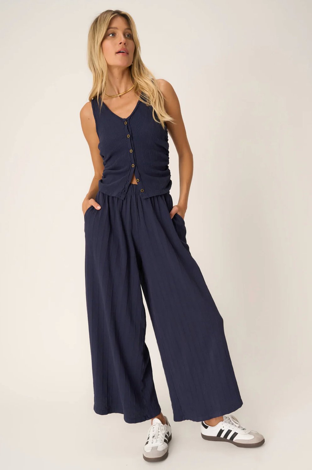 Heidi Button Tank - Addie Rose Boutique - Austin