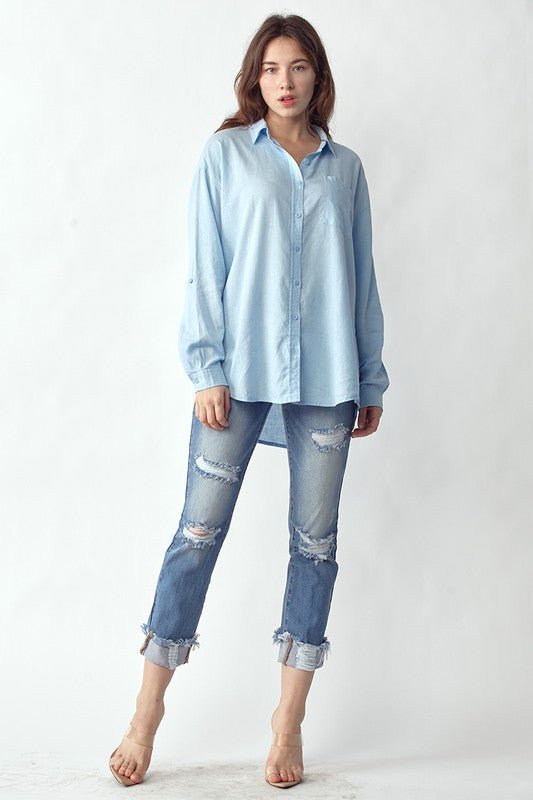 Jessie Relaxed Button Down Linen - Addie Rose Boutique - Austin