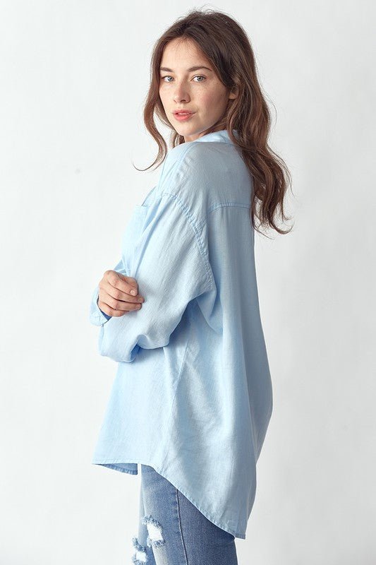 Jessie Relaxed Button Down Linen - Addie Rose Boutique - Austin