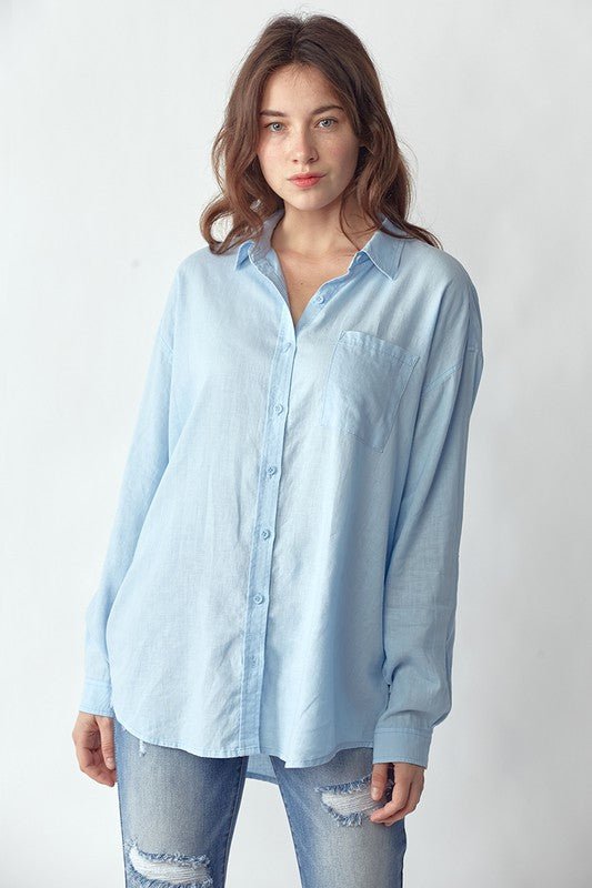 Jessie Relaxed Button Down Linen - Addie Rose Boutique - Austin