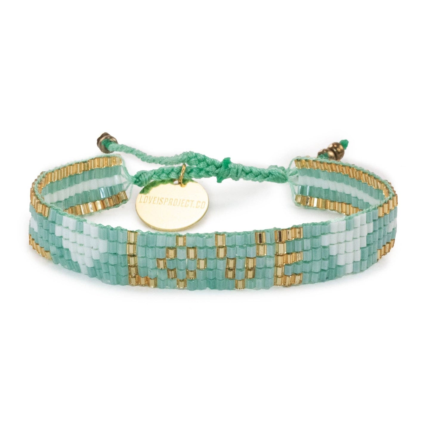 Kids' Seed Bead LOVE with Hearts Bracelet - Mint - Addie Rose Boutique - Austin