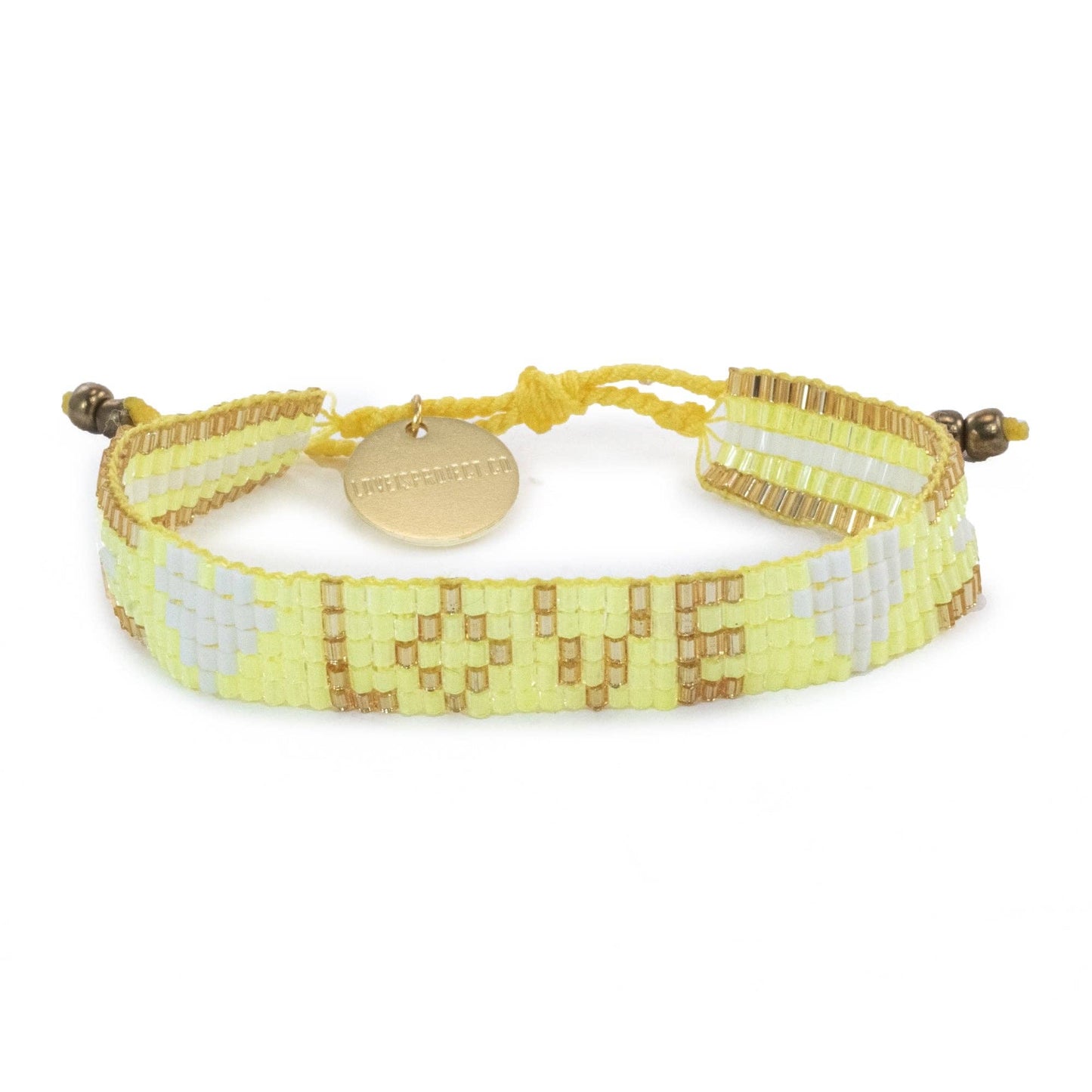 Kids' Seed Bead LOVE with Hearts Bracelet - Sunshine Yellow - Addie Rose Boutique - Austin