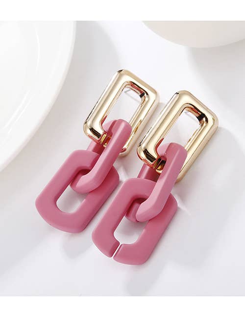 Koko and Lola - Una Pink & Gold Chain Link Resin Earrings - Addie Rose Boutique - Austin
