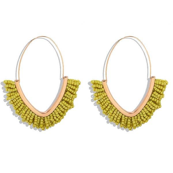 Koko and Lola - Yellow and Gold Boho Beaded Hoop Earrings - Addie Rose Boutique - Austin
