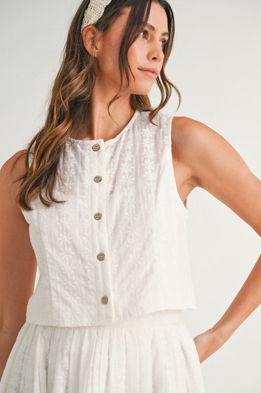 Lace Eyelet Top - Addie Rose Boutique - Austin