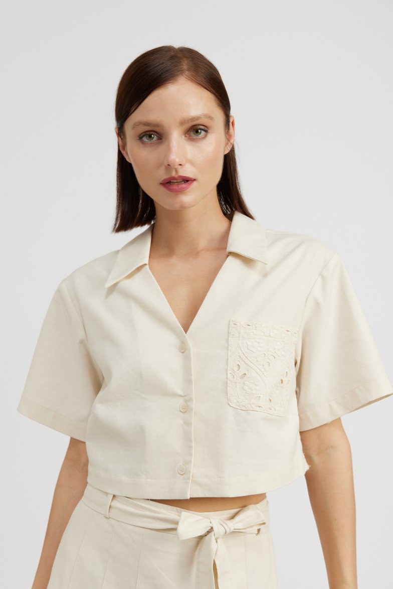 Leah Crop Shirt - Addie Rose Boutique - Austin