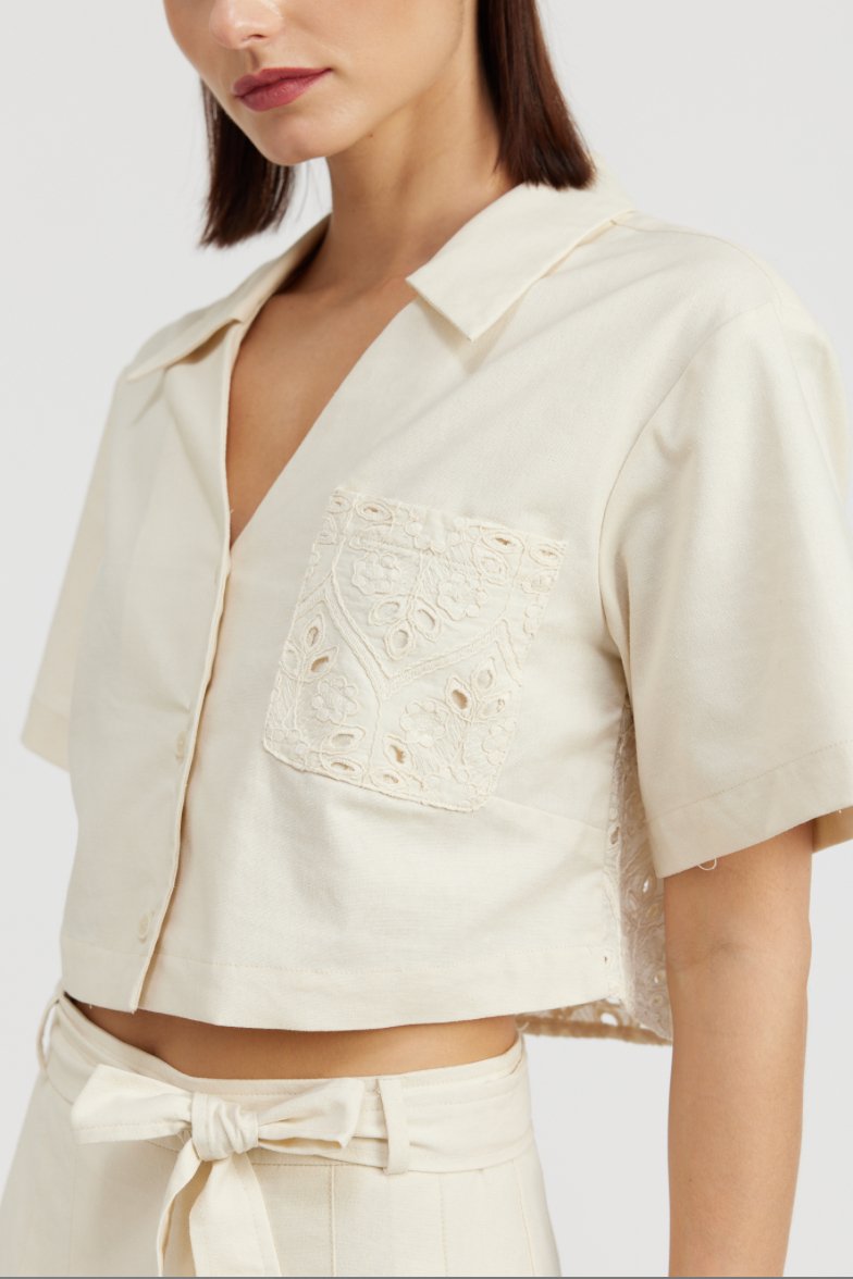 Leah Crop Shirt - Addie Rose Boutique - Austin