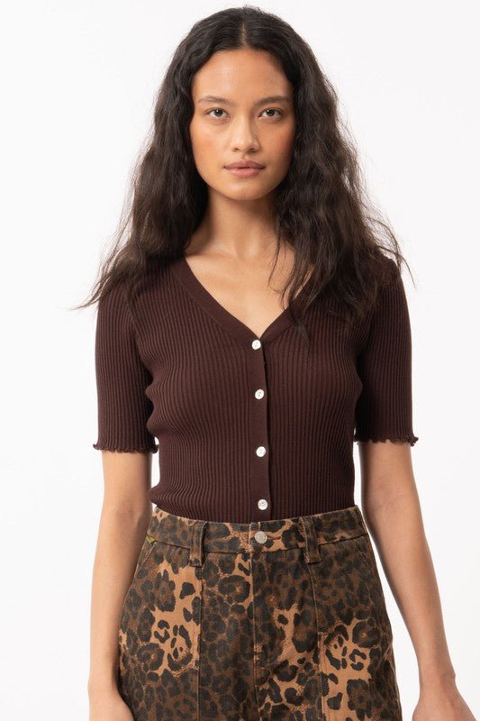 Lisane Brown Woven Top - Addie Rose Boutique - Austin