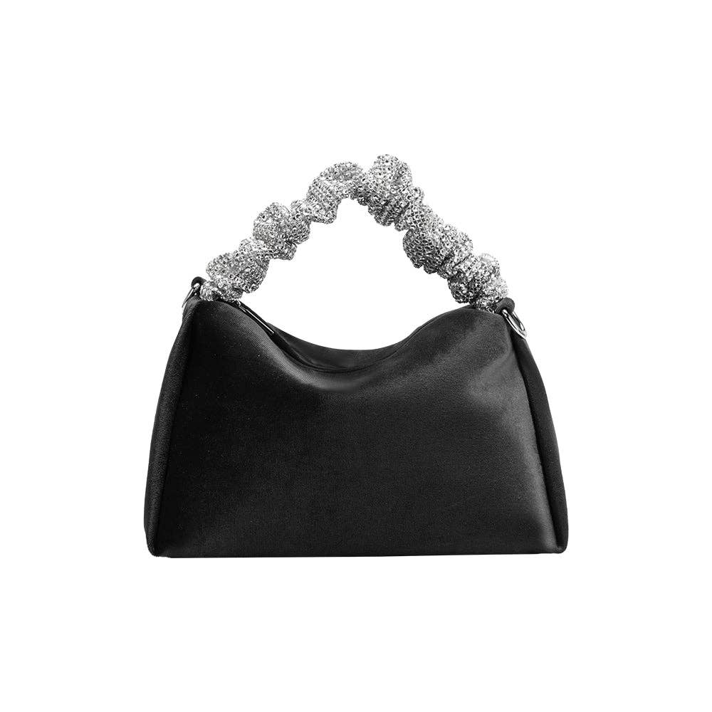 Melie Bianco - Estela Black Velvet Top Handle Bag - Addie Rose Boutique - Austin