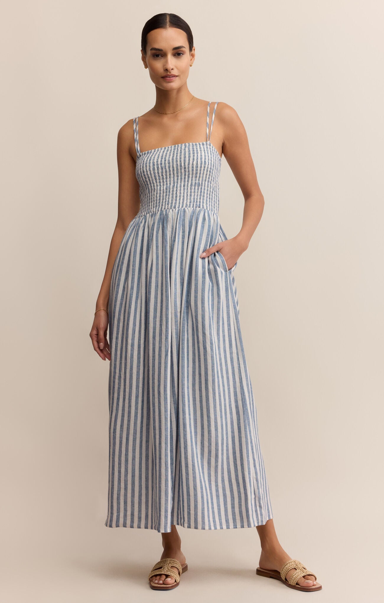 Nadine Striped Midi Dress - Addie Rose Boutique