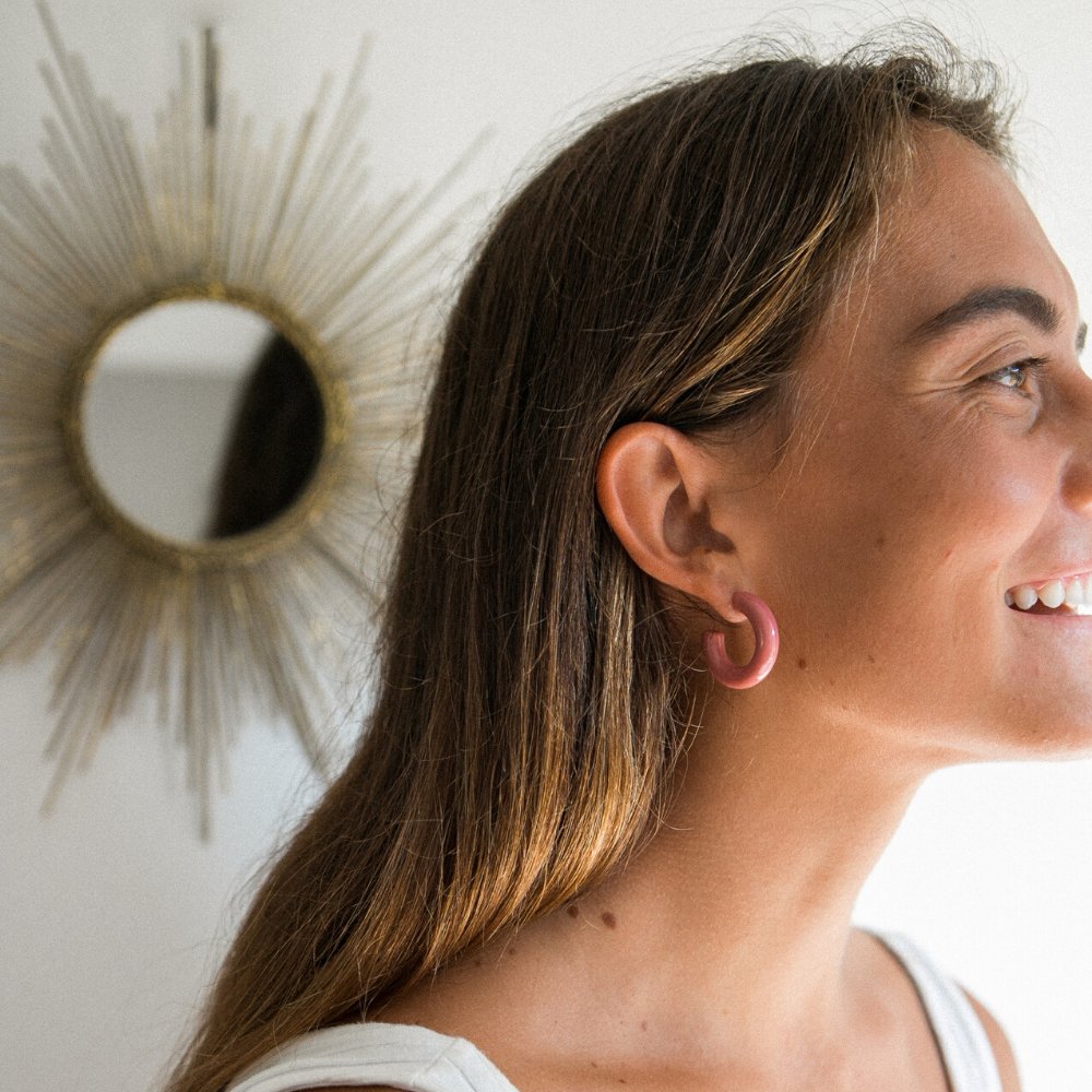 NAT + NOOR - Lyra Hoops In Pink - Addie Rose Boutique - Austin