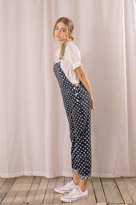 Navy Floral Overalls - Addie Rose Boutique - Austin