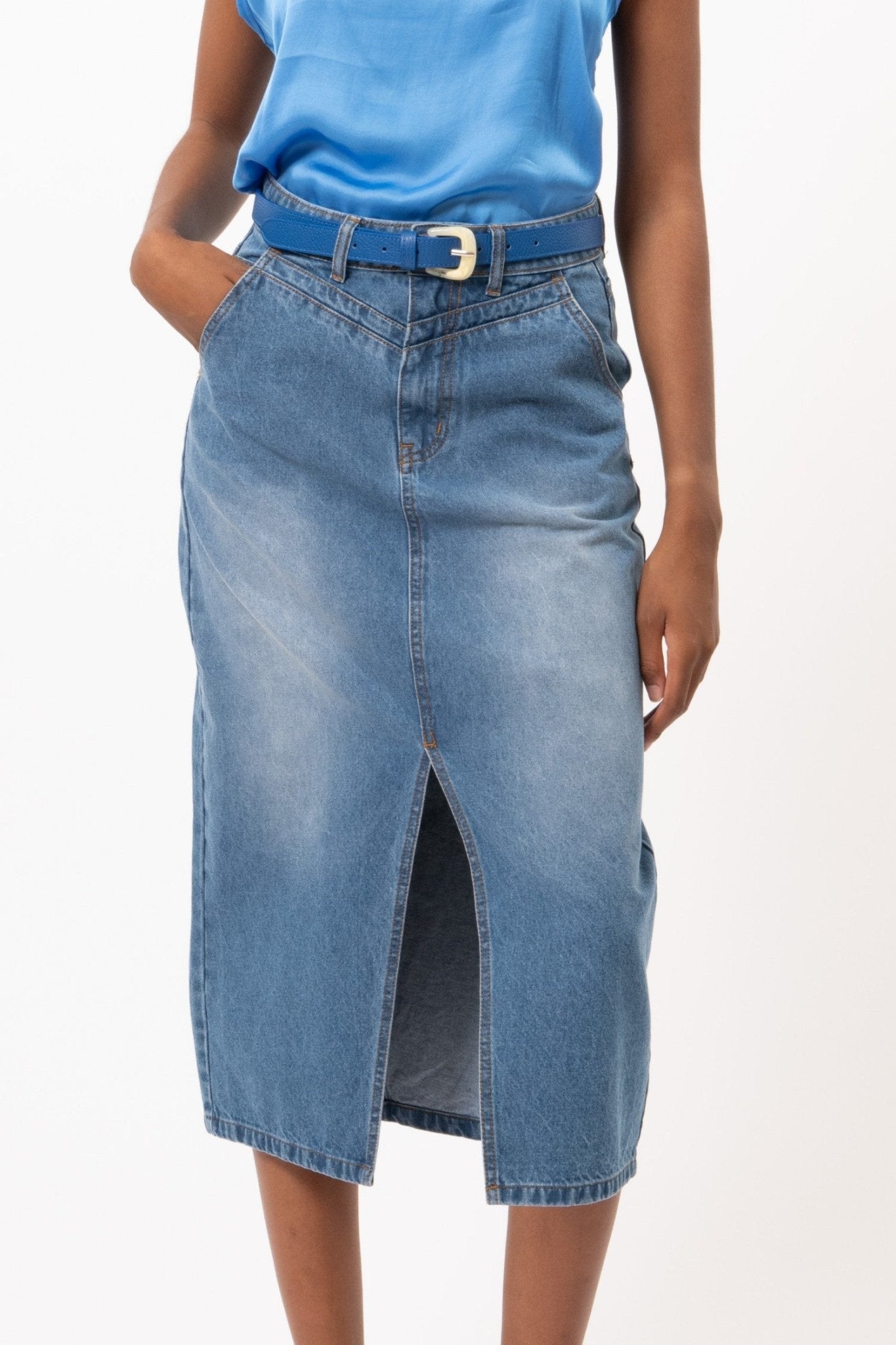 Nessa Jean Skirt - Addie Rose Boutique - Austin
