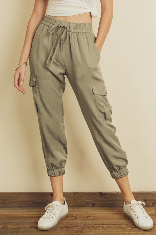Olive Cargo Joggers - Addie Rose Boutique - Austin