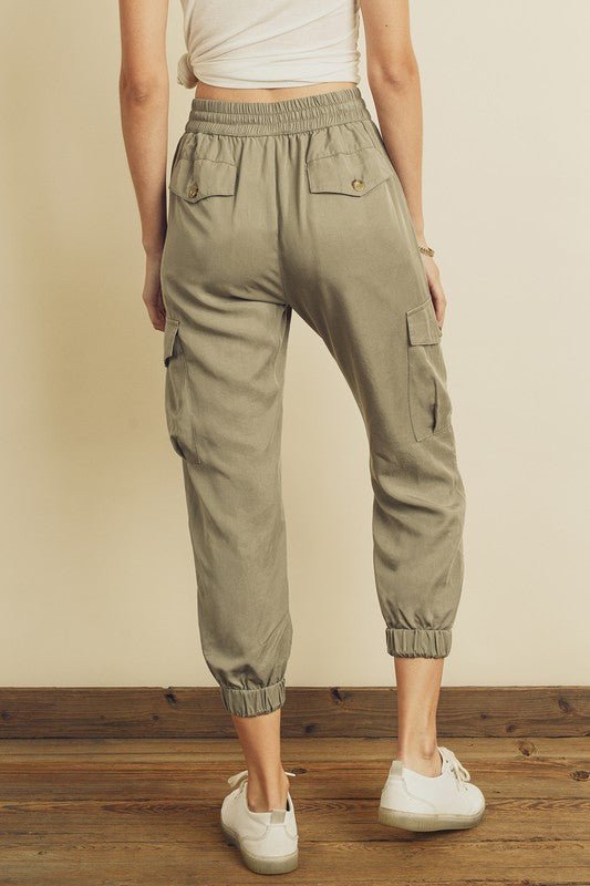 Olive Cargo Joggers - Addie Rose Boutique - Austin