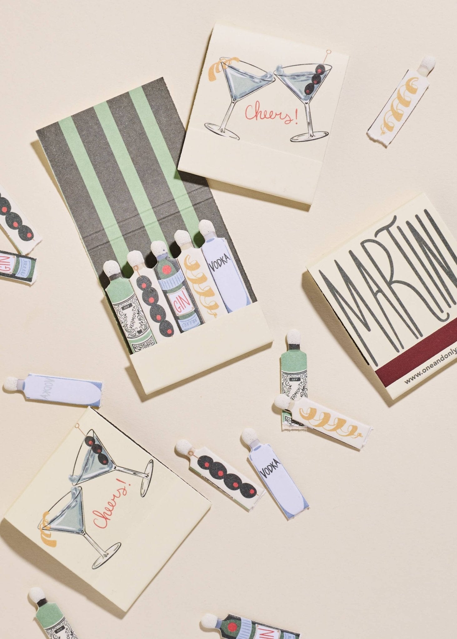 One & Only Paper - Martini Printed 10 Stem Matchbooks - Addie Rose Austin