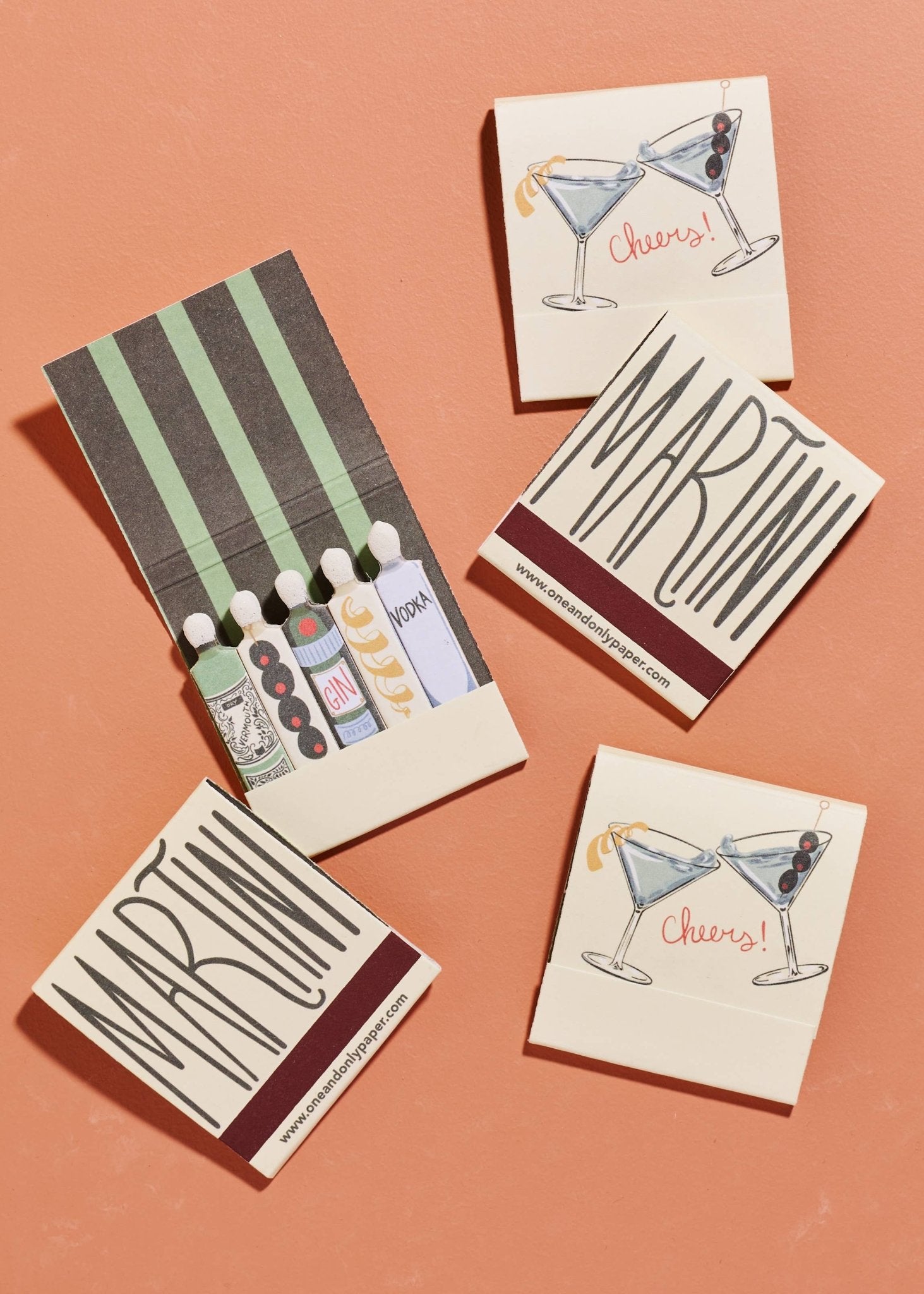 One & Only Paper - Martini Printed 10 Stem Matchbooks - Addie Rose Austin