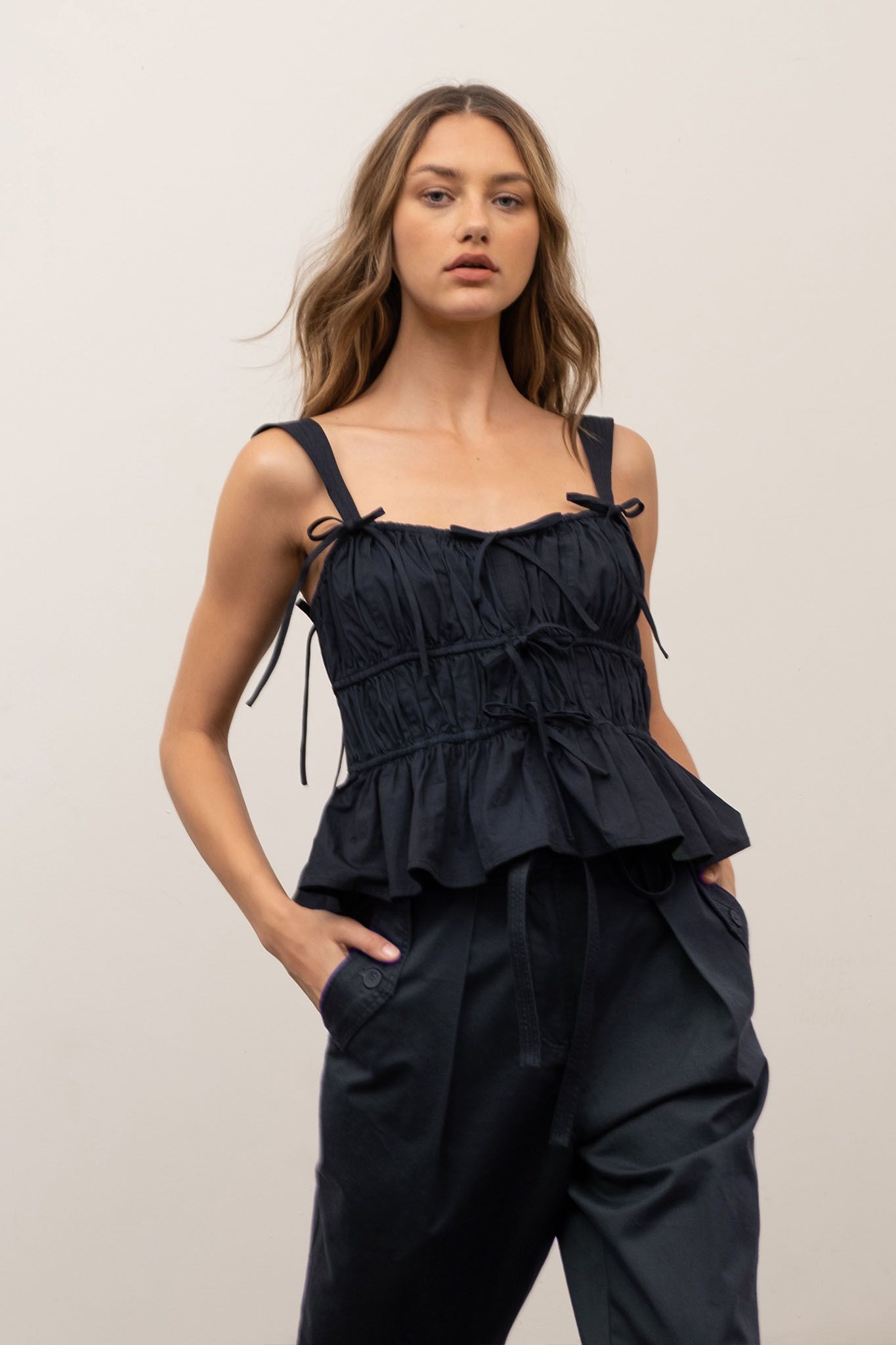 Ribon Peplum Top - Addie Rose Boutique - Austin