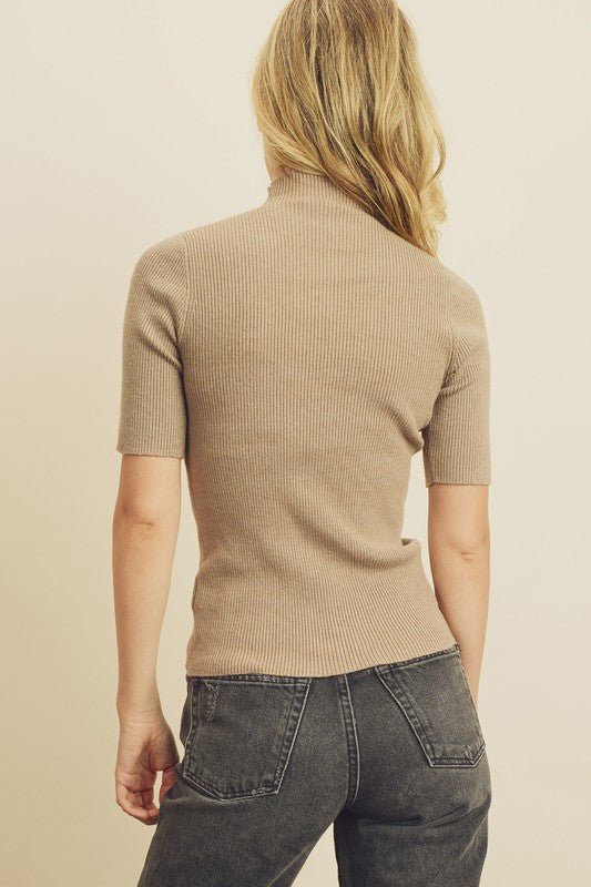 Robie Ribbed Knit Mock Neck Top - Addie Rose Boutique - Austin