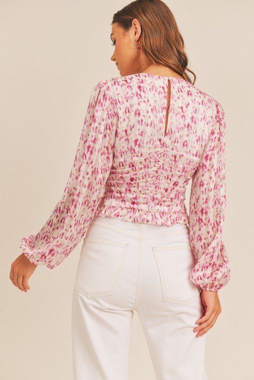 Ruched Button Down Blouse - Addie Rose Boutique - Austin