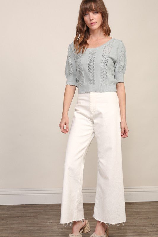 Short Sleeve Crop Knit - Addie Rose Boutique - Austin