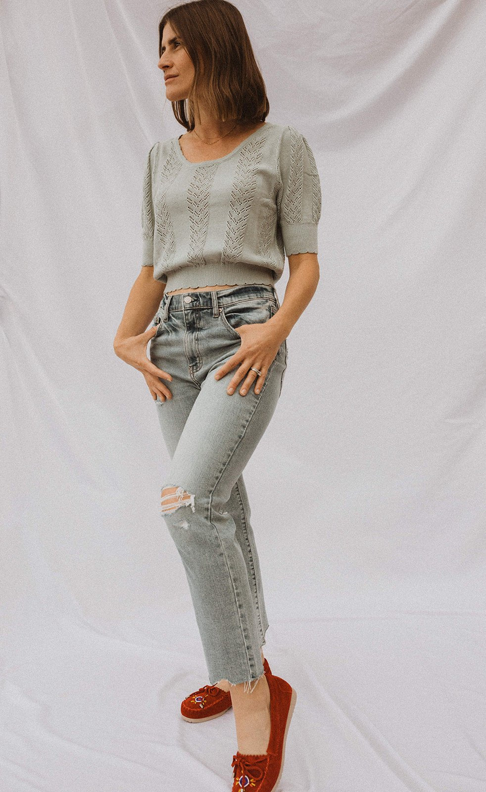 Short Sleeve Crop Knit - Addie Rose Boutique - Austin