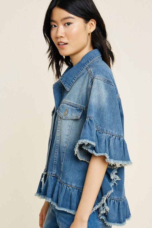 Short Sleeve Denim Jacket - Addie Rose Boutique - Austin