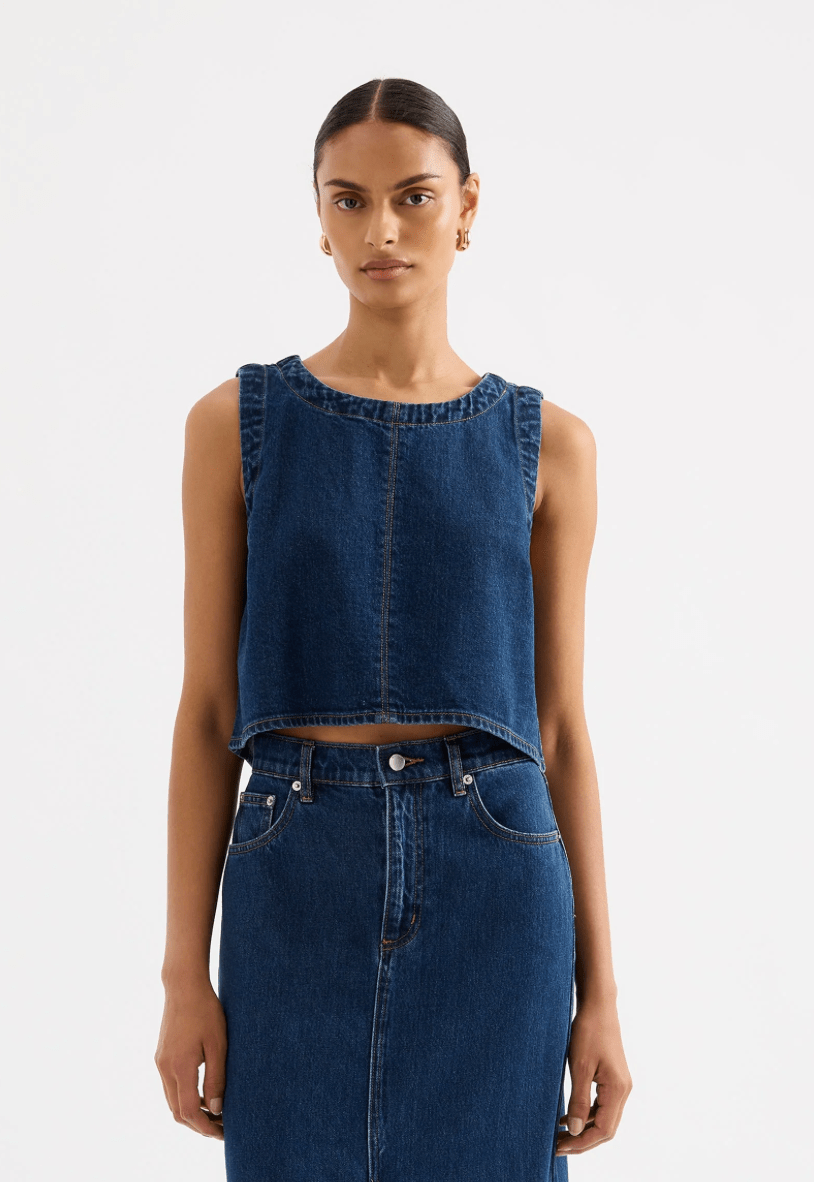 Sia Denim Top - Addie Rose Boutique - Austin