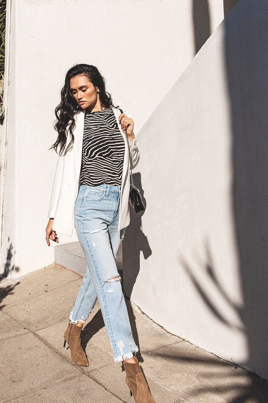 Super High Rise Distressed Jean - Addie Rose Boutique - Austin